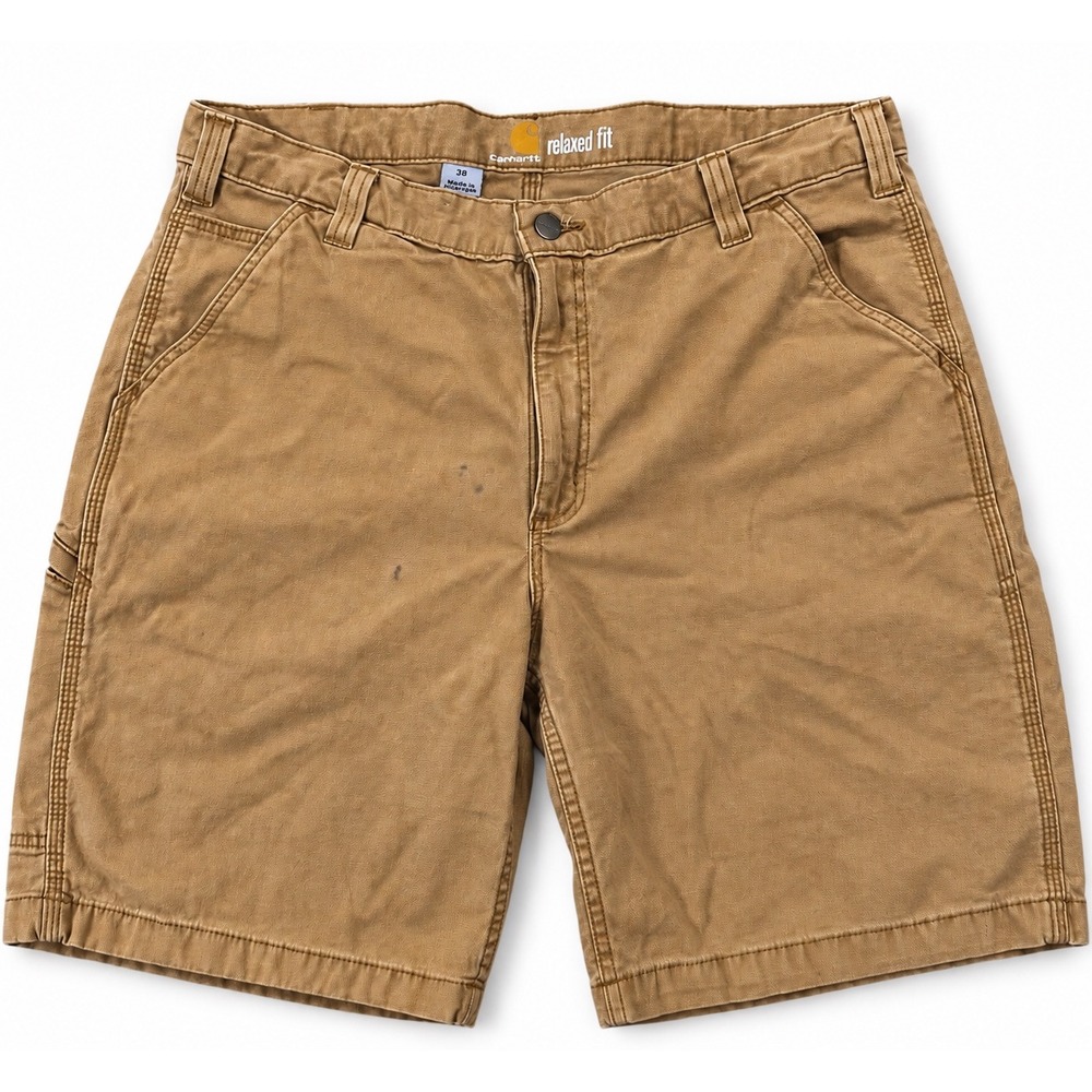Carhartt Mens 38 Relaxed Fit Canvas Work Shorts Tan Duck Utility 102514-918 *